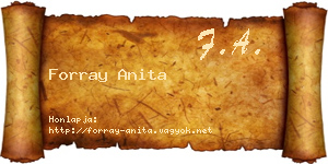 Forray Anita névjegykártya